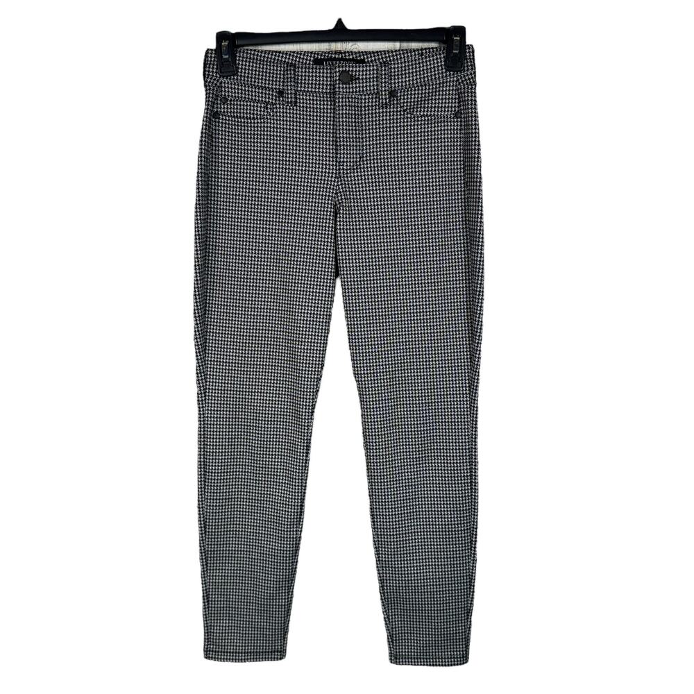 Liverpool SZ 4/27 Skinny Leg Pants Houndstooth Stretch Mid-Rise Zip-Fly Pockets